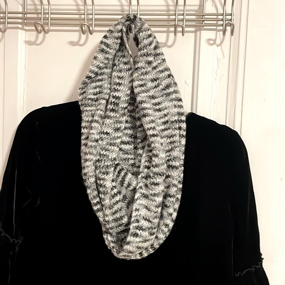 Grey, silver and knit black infinity scarf - Picture 1 of 3